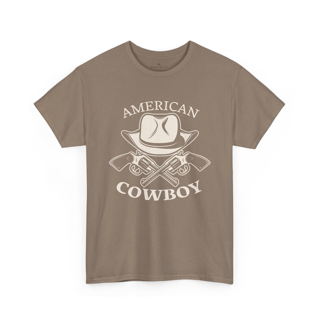 American Cowboy T-Shirt Vintage Western Hat & Crossed Pistols Graphic