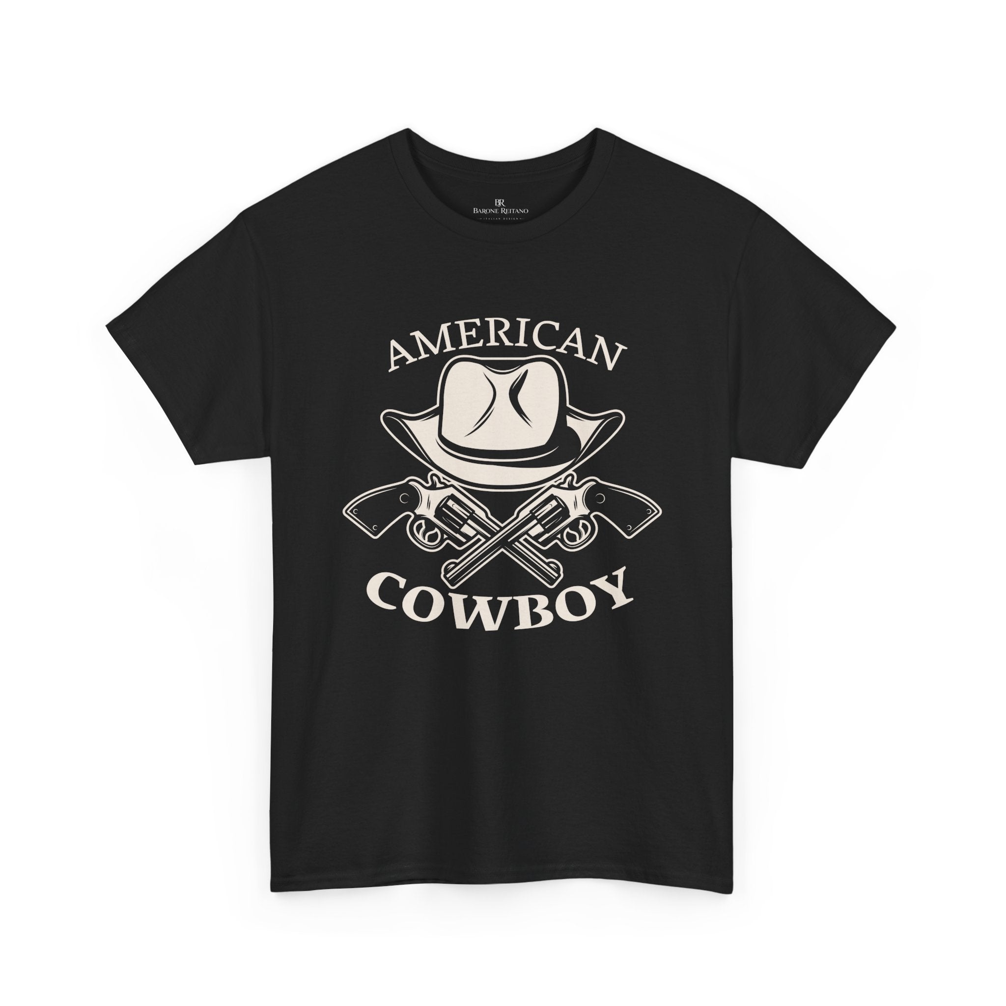 American Cowboy T-Shirt Vintage Western Hat & Crossed Pistols Graphic