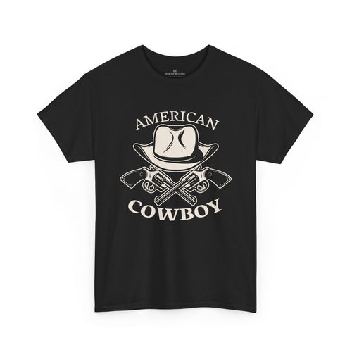 American Cowboy T-Shirt Vintage Western Hat & Crossed Pistols Graphic