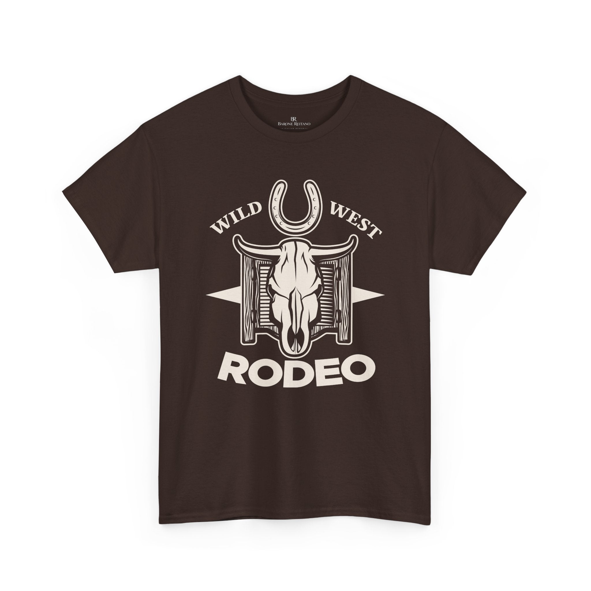 Rodeo Wild West T-Shirt  Western Skull & Horseshoe Tee