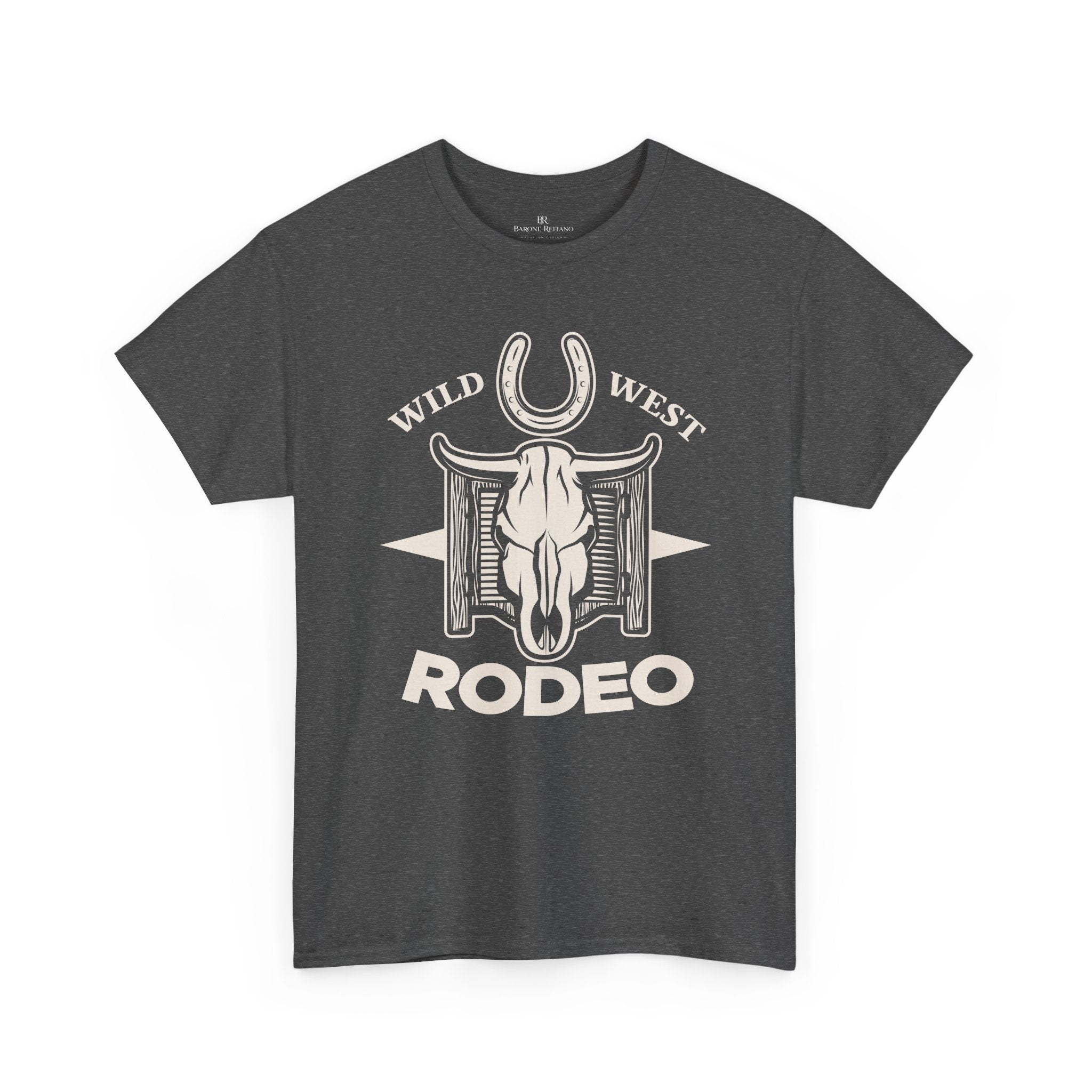 Rodeo Wild West T-Shirt  Western Skull & Horseshoe Tee
