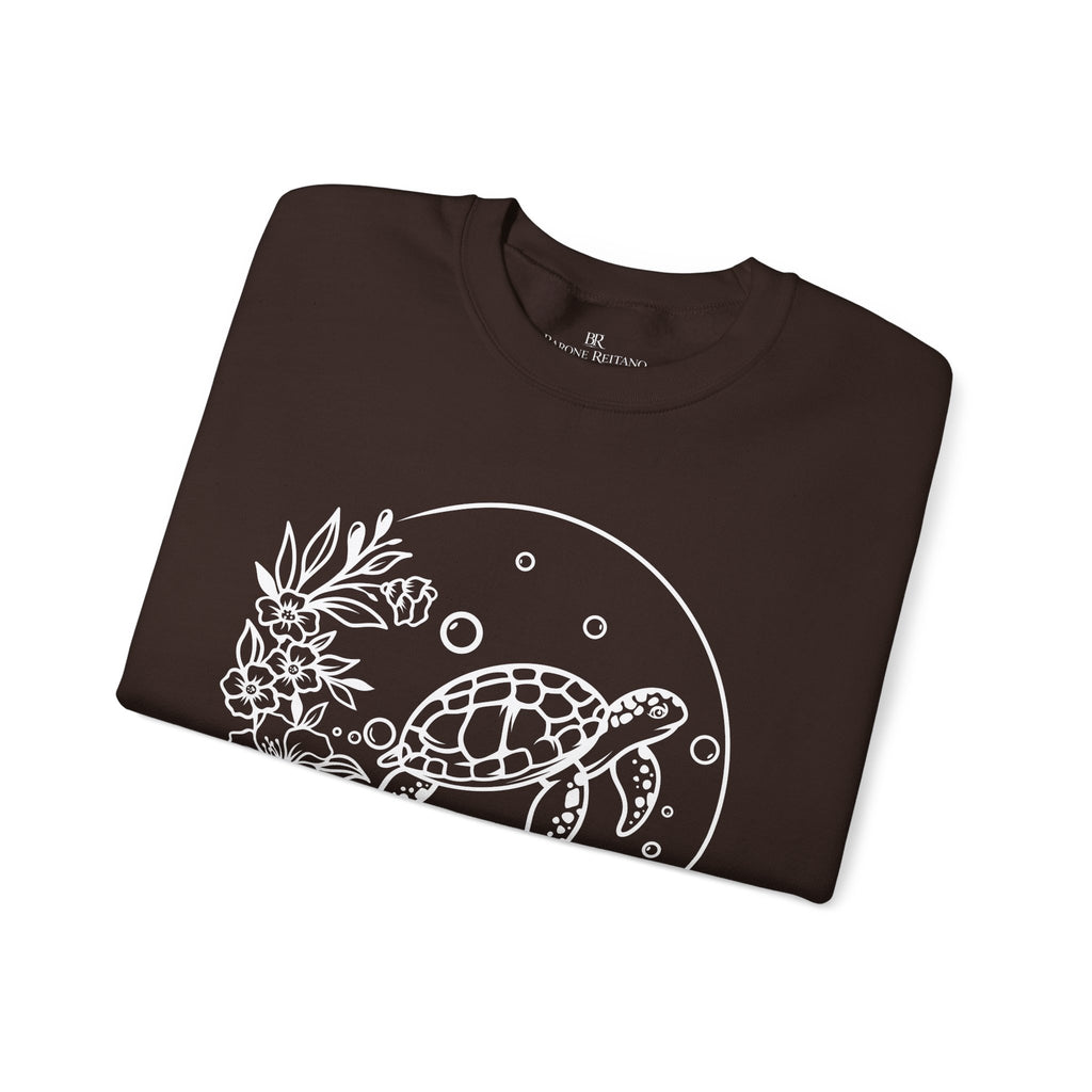 Sea Turtle Floral Crewneck Sweatshirt  Moonlit Ocean Turtle Graphic