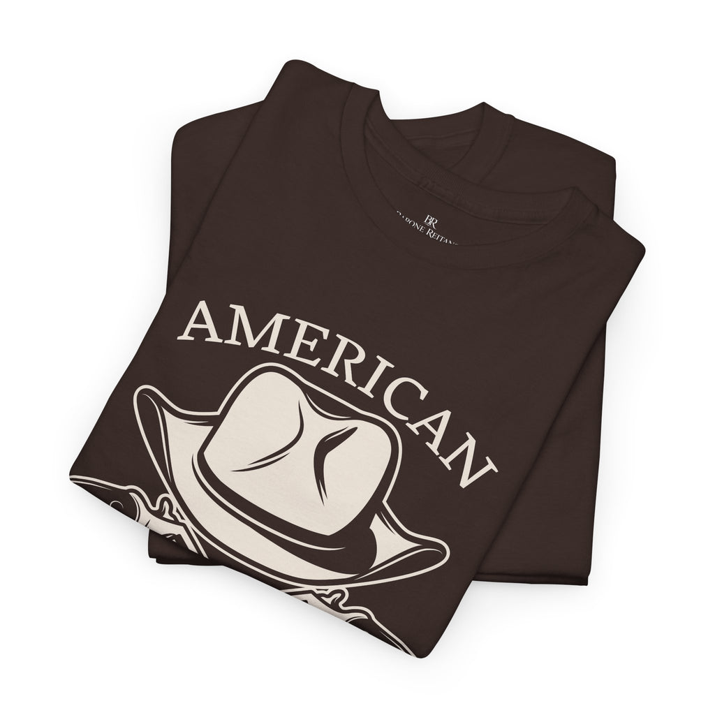 American Cowboy T-Shirt Vintage Western Hat & Crossed Pistols Graphic