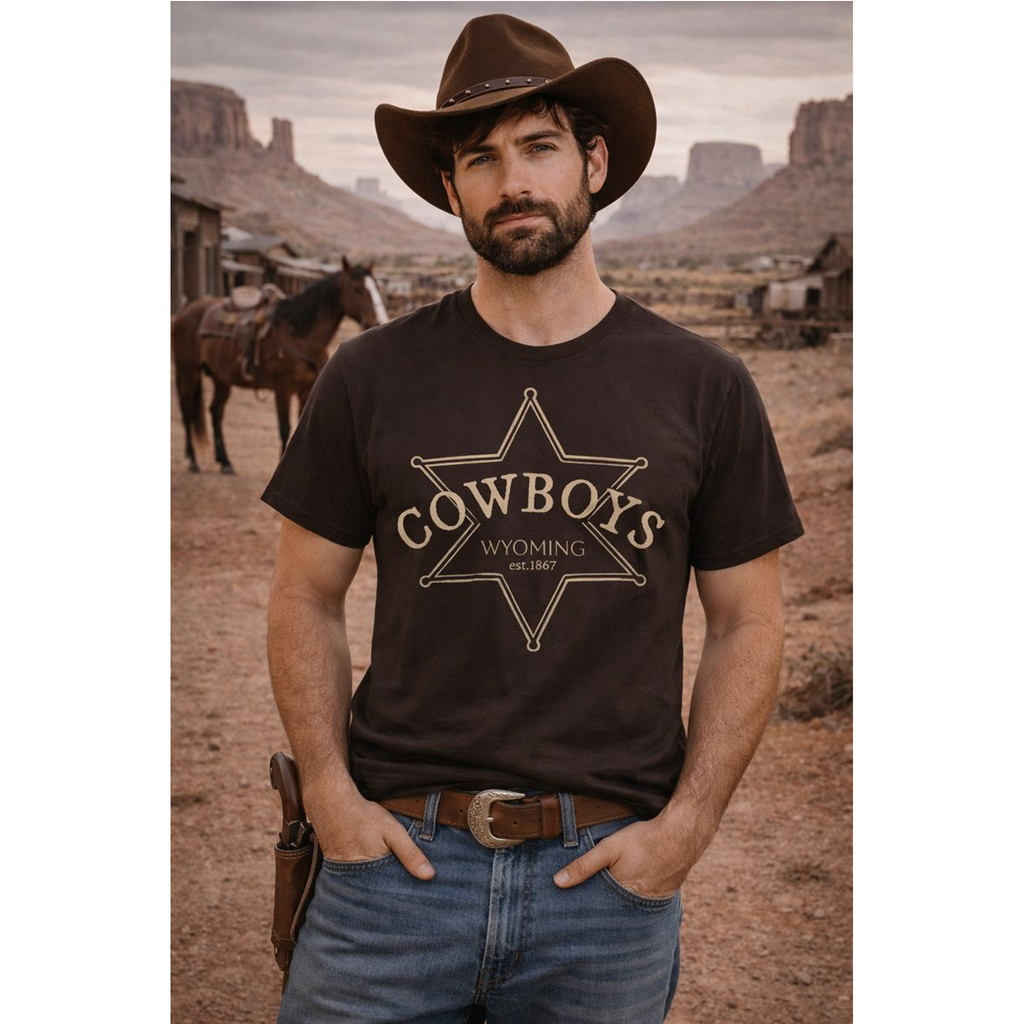 Cowboys Wyoming Sheriff Star T-Shirt — Vintage Western Tee