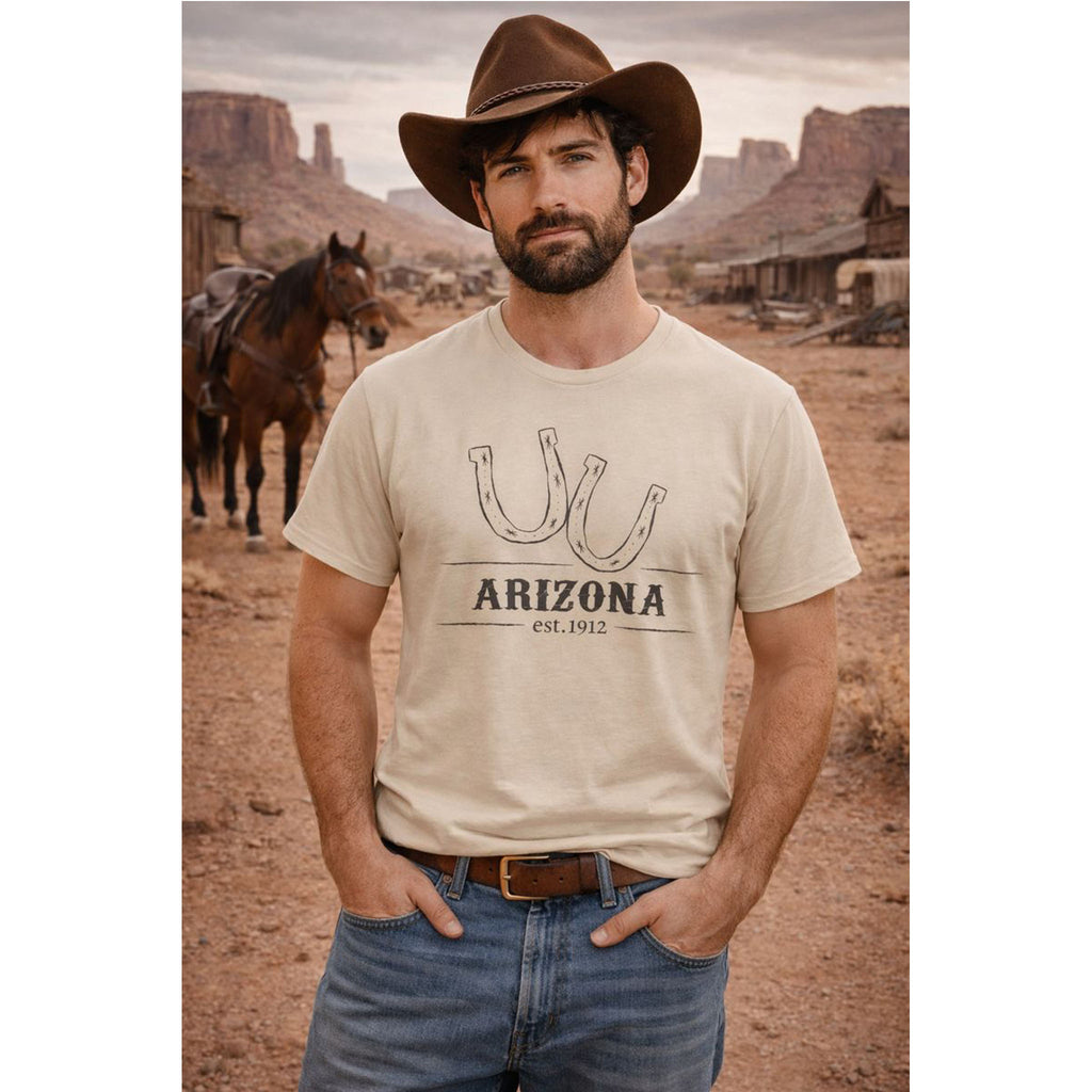Arizona Western T Shirt Horseshoe Graphic Tee Cowboy Desert Style Shirt Vintage Southwest Gift