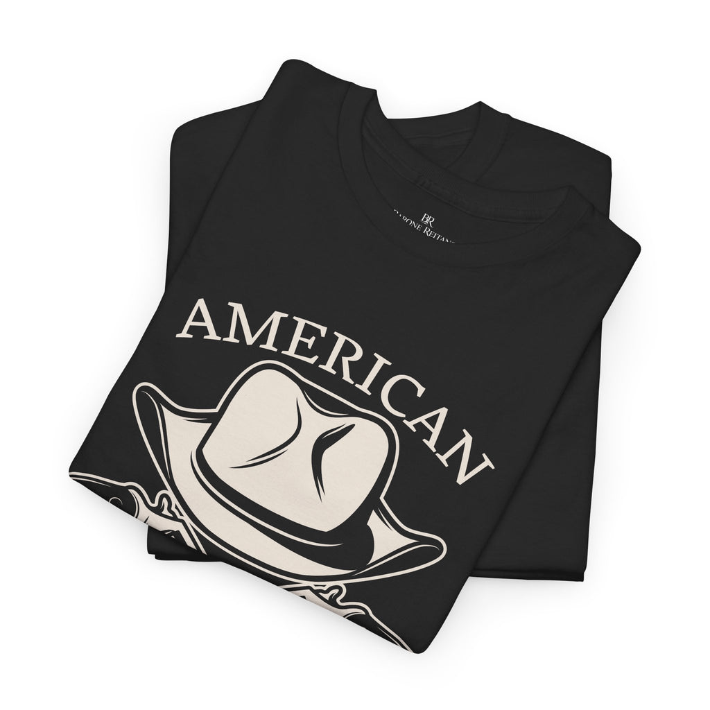 American Cowboy T-Shirt Vintage Western Hat & Crossed Pistols Graphic