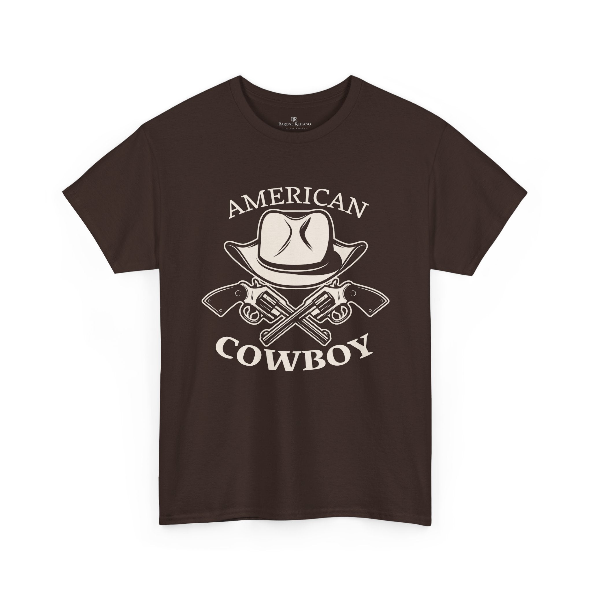 American Cowboy T-Shirt Vintage Western Hat & Crossed Pistols Graphic