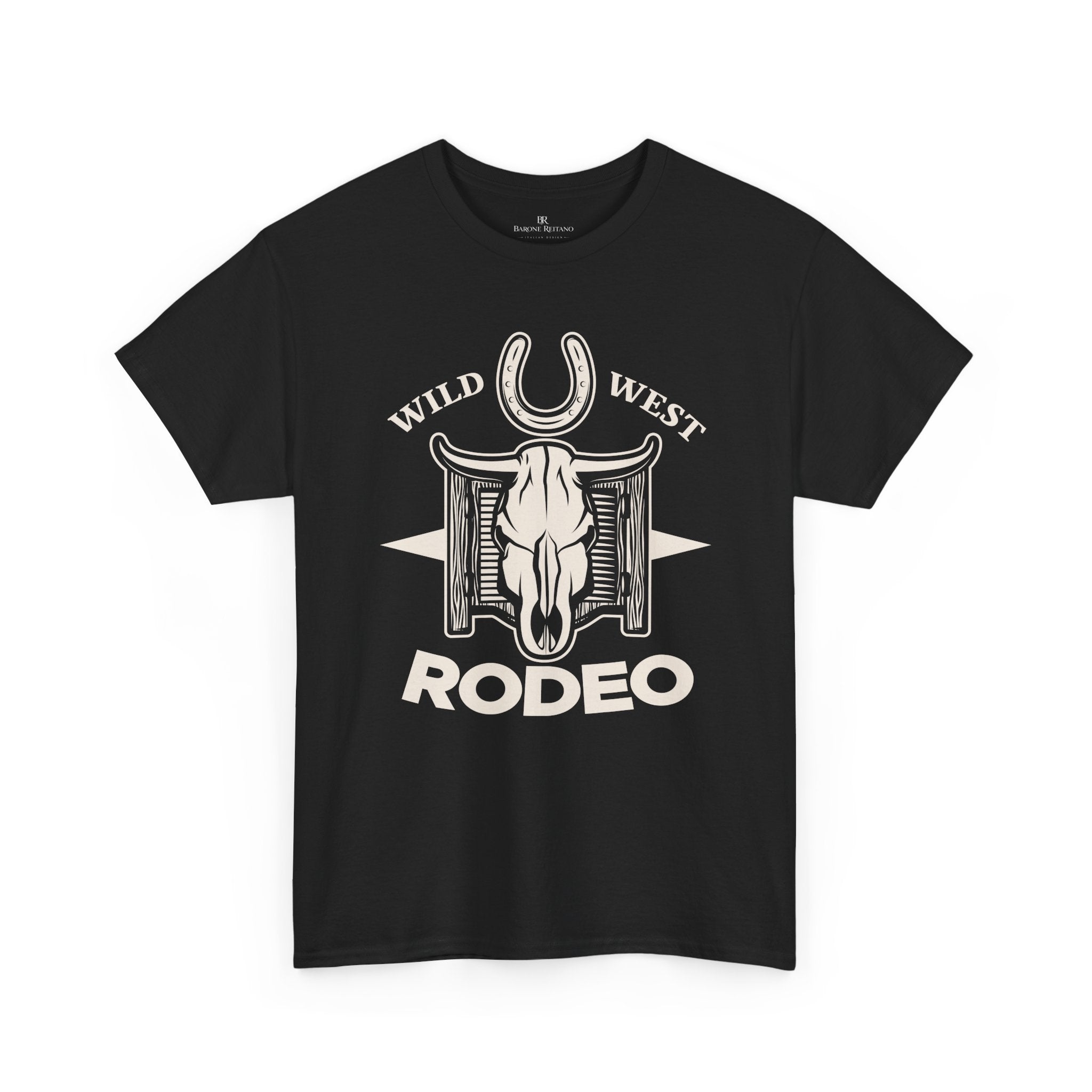 Rodeo Wild West T-Shirt  Western Skull & Horseshoe Tee