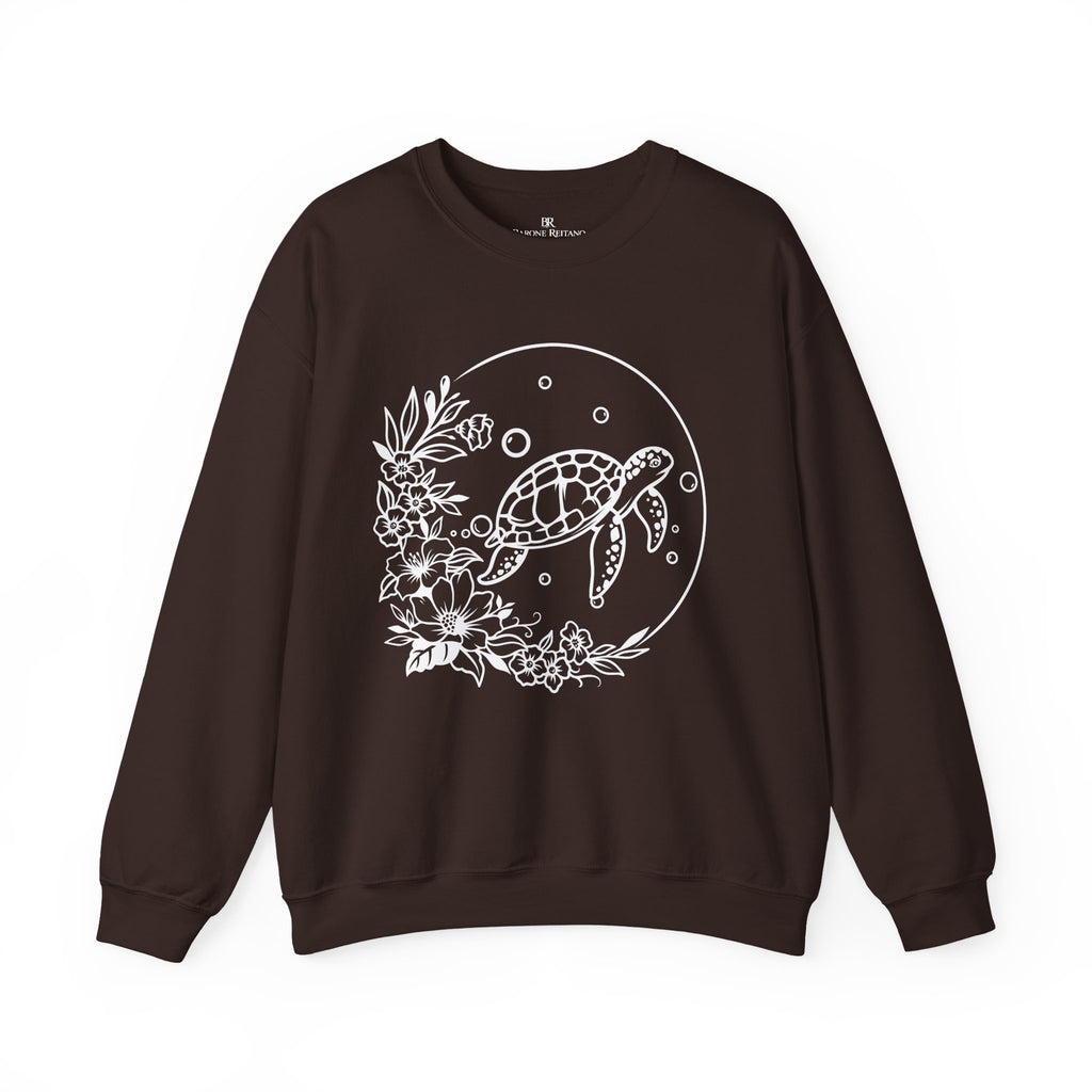 Sea Turtle Floral Crewneck Sweatshirt  Moonlit Ocean Turtle Graphic