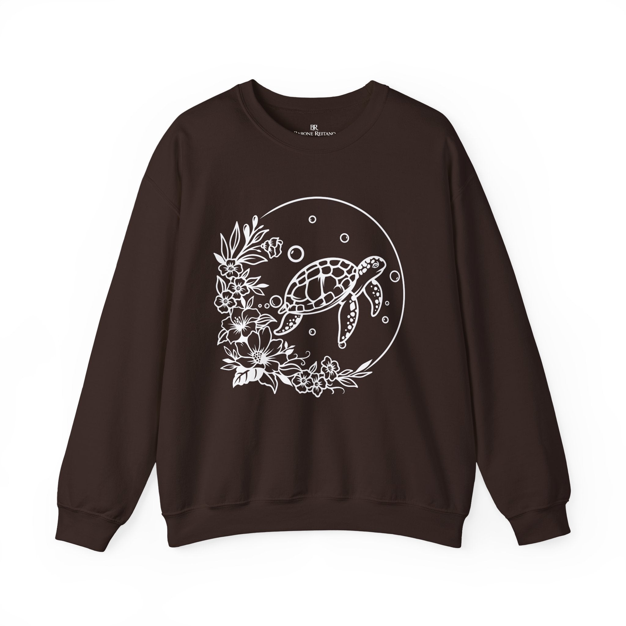 Sea Turtle Floral Crewneck Sweatshirt  Moonlit Ocean Turtle Graphic
